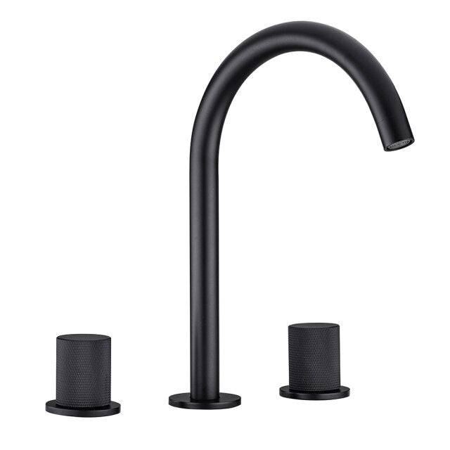 Double Handle Deck Mounted Bathroom Basin Faucet | AllFixture