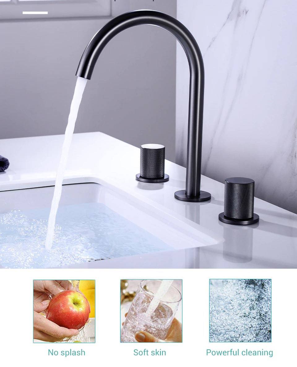 Double Handle Deck Mounted Bathroom Basin Faucet