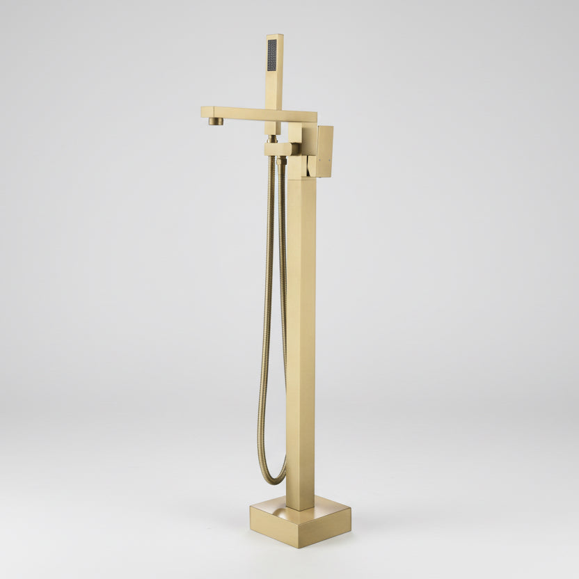 Wasser™ Floor Mounted Bathtub Filler Shower Set – Brushed Gold | AllFixture