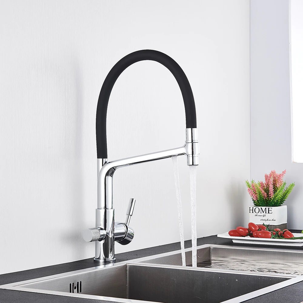 Solid Brass Kitchen Faucet With Filtered Water Tap