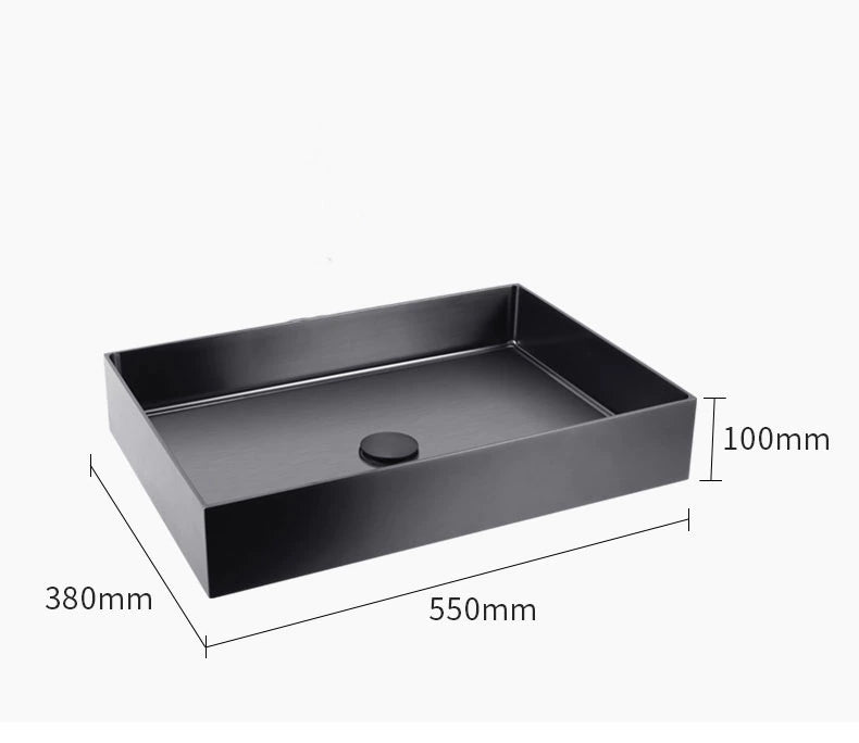 SUS304 Stainless Steel Rectangle Bathroom Sink, Brushed Gold