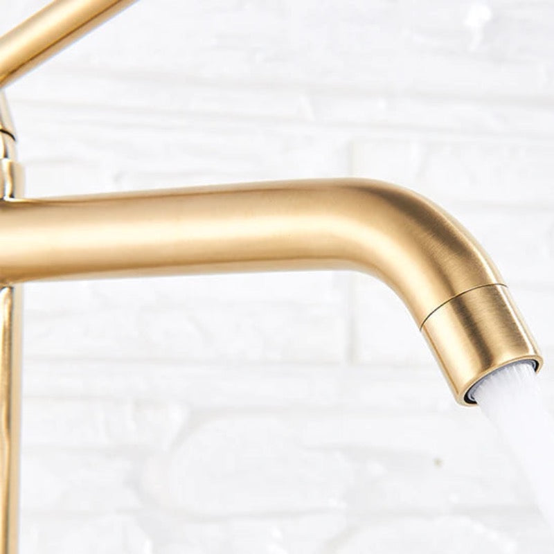 Deck Mounted Bathroom Sink Faucet, Brushed Gold