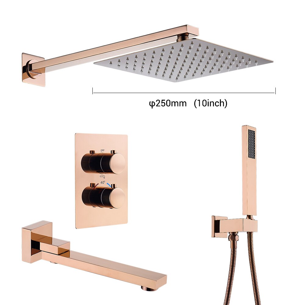 Wasser™ Rose Gold Complete Shower System With Bathtub Filler