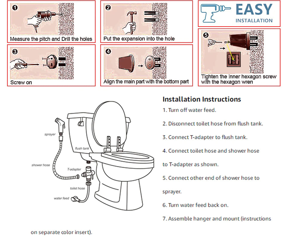 Wall-Mounted Handheld Bathroom Toilet Bidet Faucet Sprayer