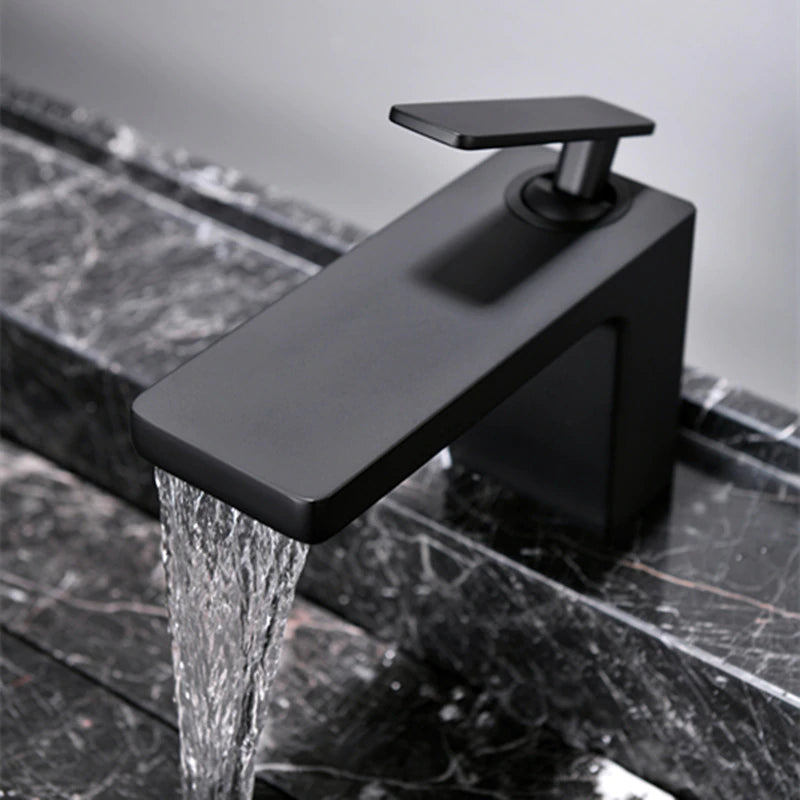 Waterfall Style Solid Brass Bathroom Sink Faucet