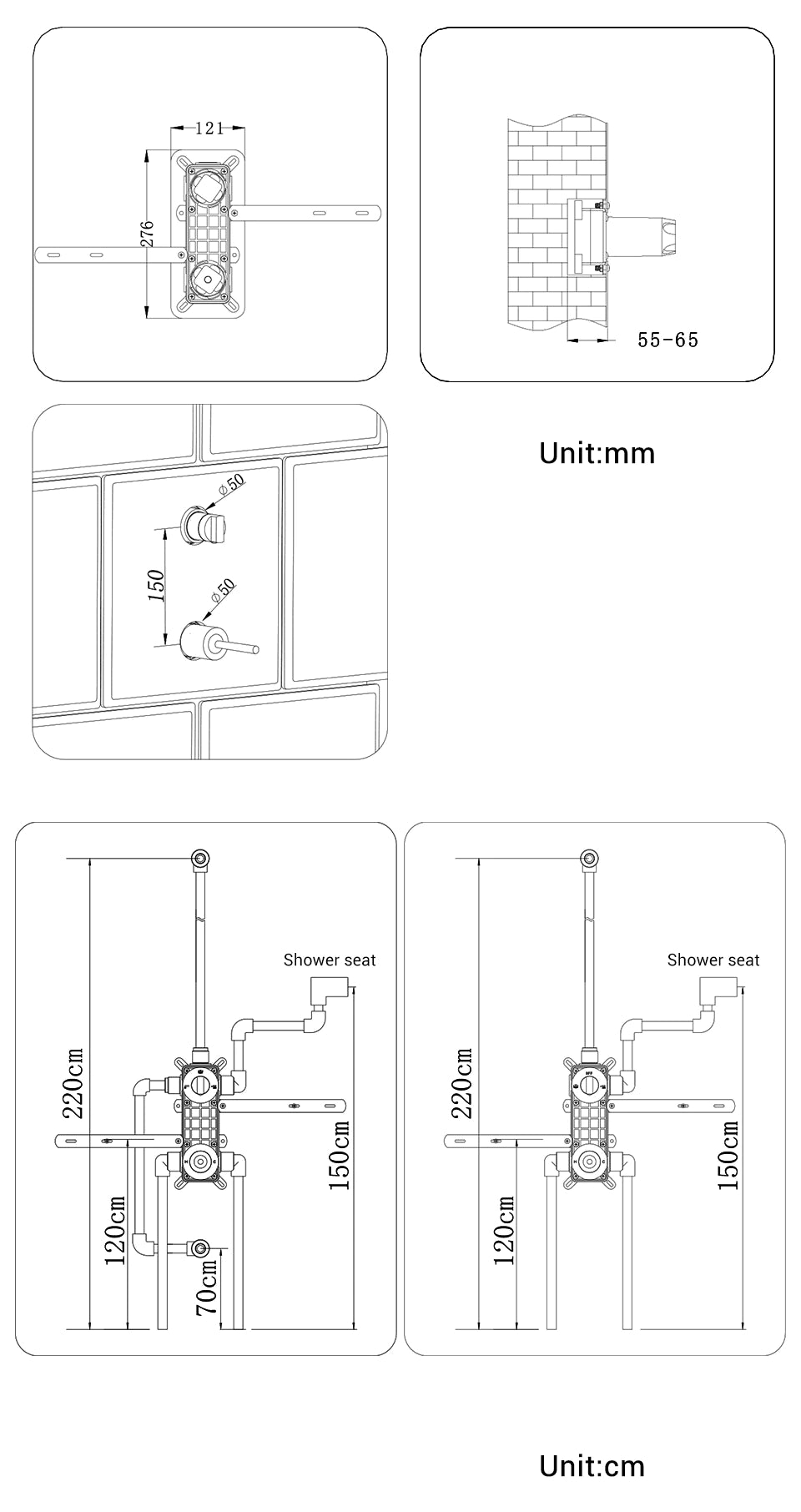 Solid Brass Shower System - Brushed Black | AllFixture