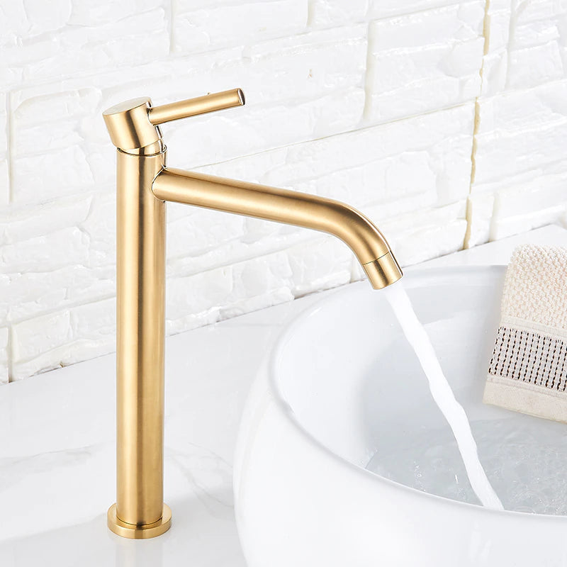 Deck Mounted Bathroom Sink Faucet, Brushed Gold