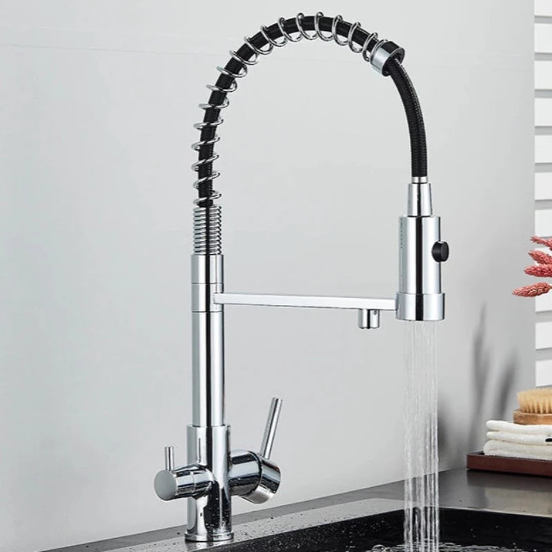 Wasser™ Pull Down Spring Kitchen Faucet With Filtered Water Tap