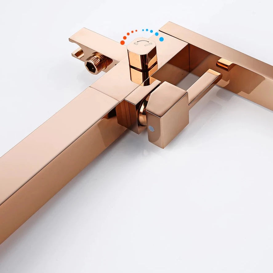 Wasser™ Rose Gold Floor Mounted Bathtub Filler Shower Faucet