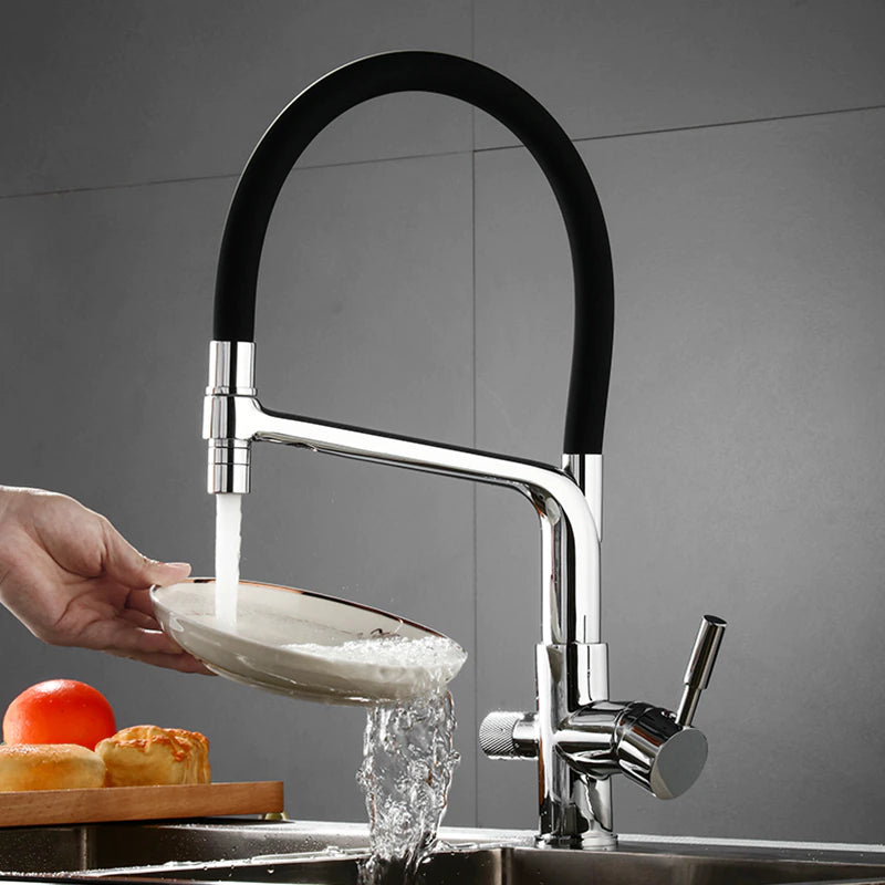 Solid Brass Kitchen Faucet With Filtered Water Tap