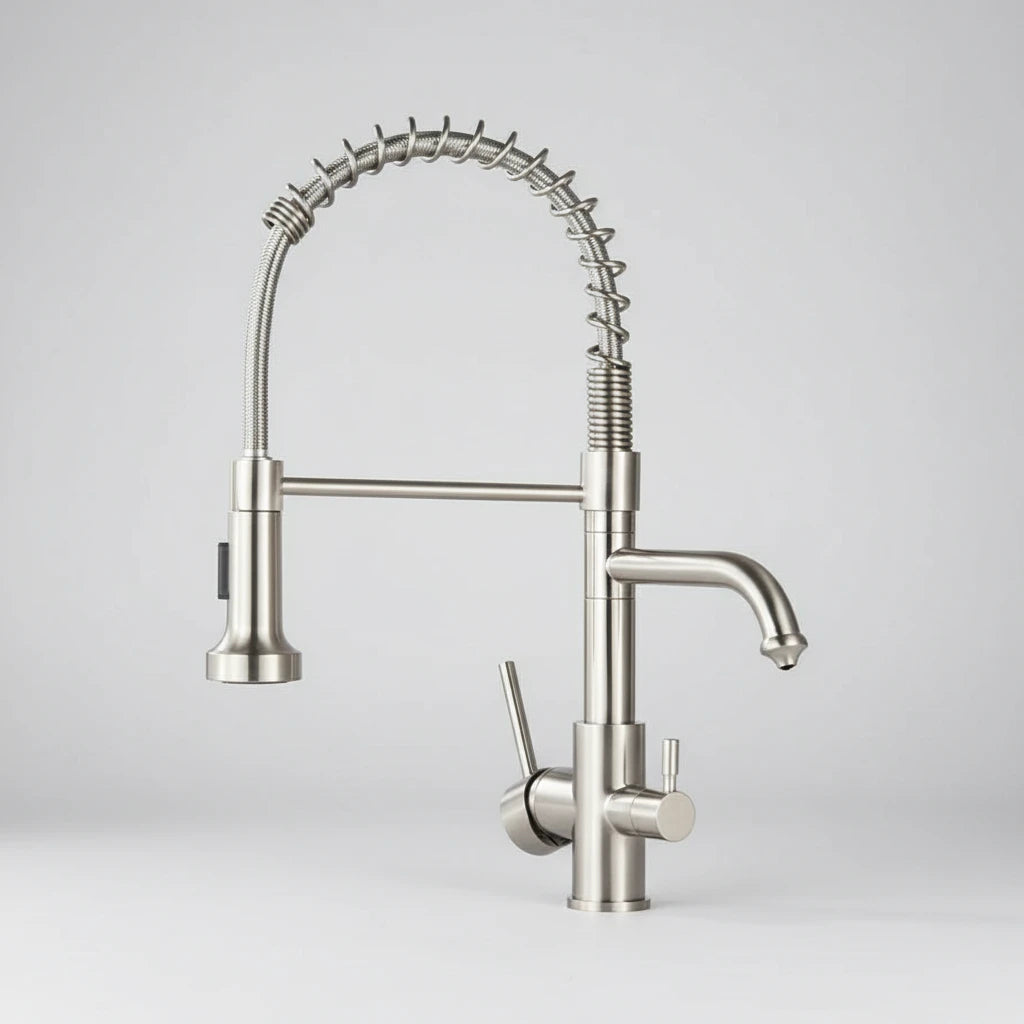 Ross Pull-Out Spout Kitchen Faucet – Stainless Steel | AllFixture
