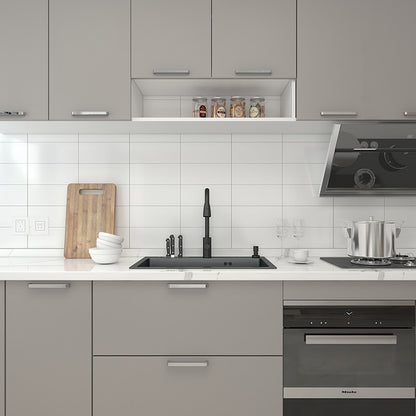 This image showcases a modern kitchen sink setup featuring the AllFixture 304 Stainless Steel Multifunction Kitchen Sink With Knife Holder. It includes a matte black kitchen sink faucet and a matching large rectangular basin. The countertop integrates soap dispensers and cup holders, all installed in a marble surface and flanked by white ceramic dishes.