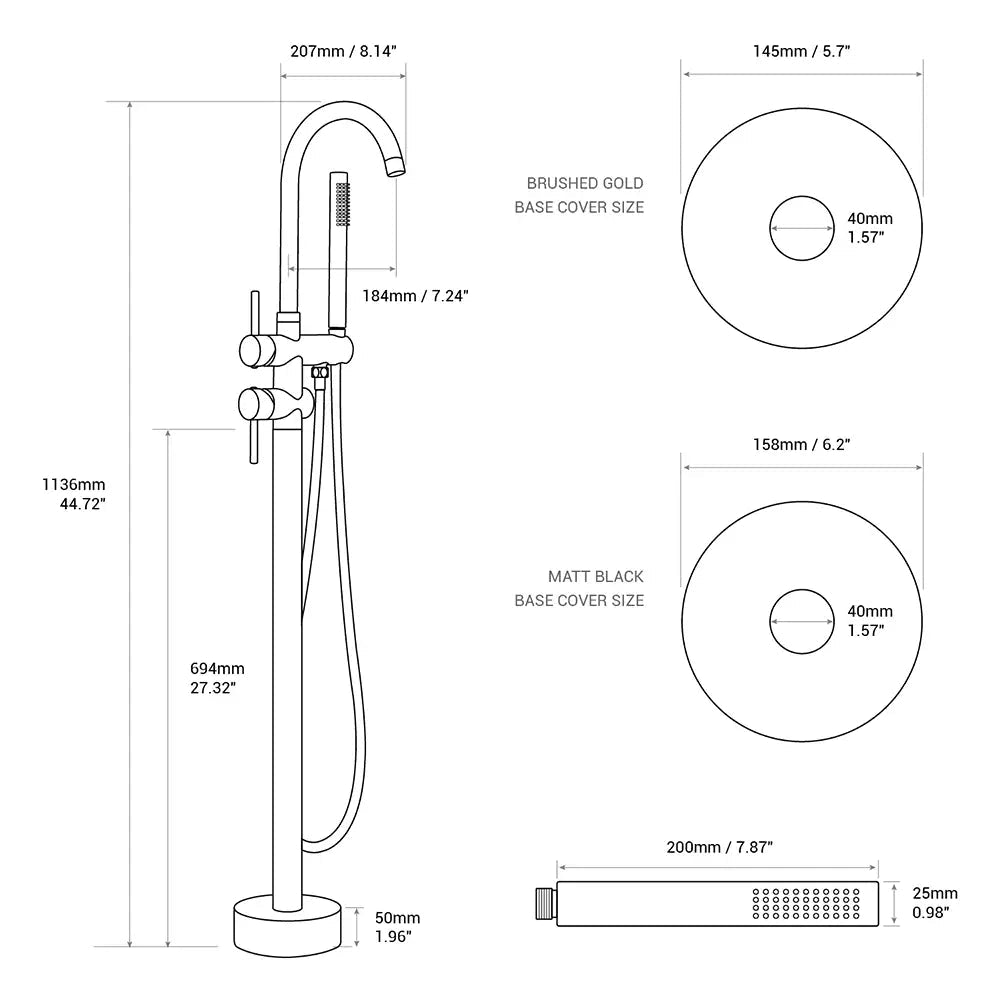 Wasser™ Floor Mounted Bathtub Filler Faucet