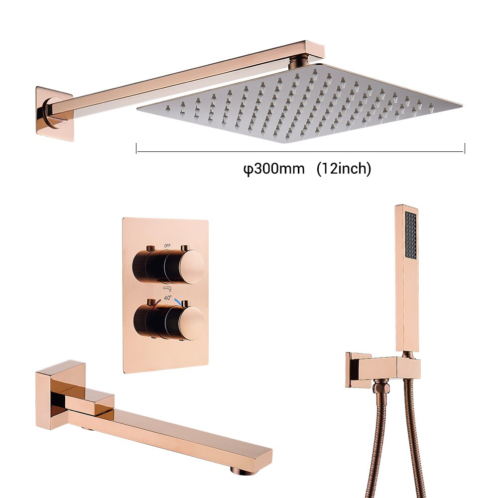 Wasser™ Rose Gold Complete Shower System With Bathtub Filler