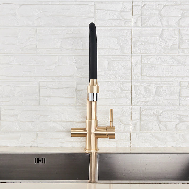 Solid Brass Kitchen Faucet With Filtered Water Tap