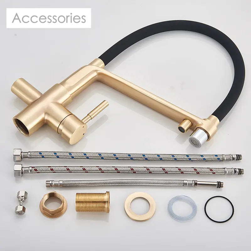 Solid Brass Kitchen Faucet With Filtered Water Tap