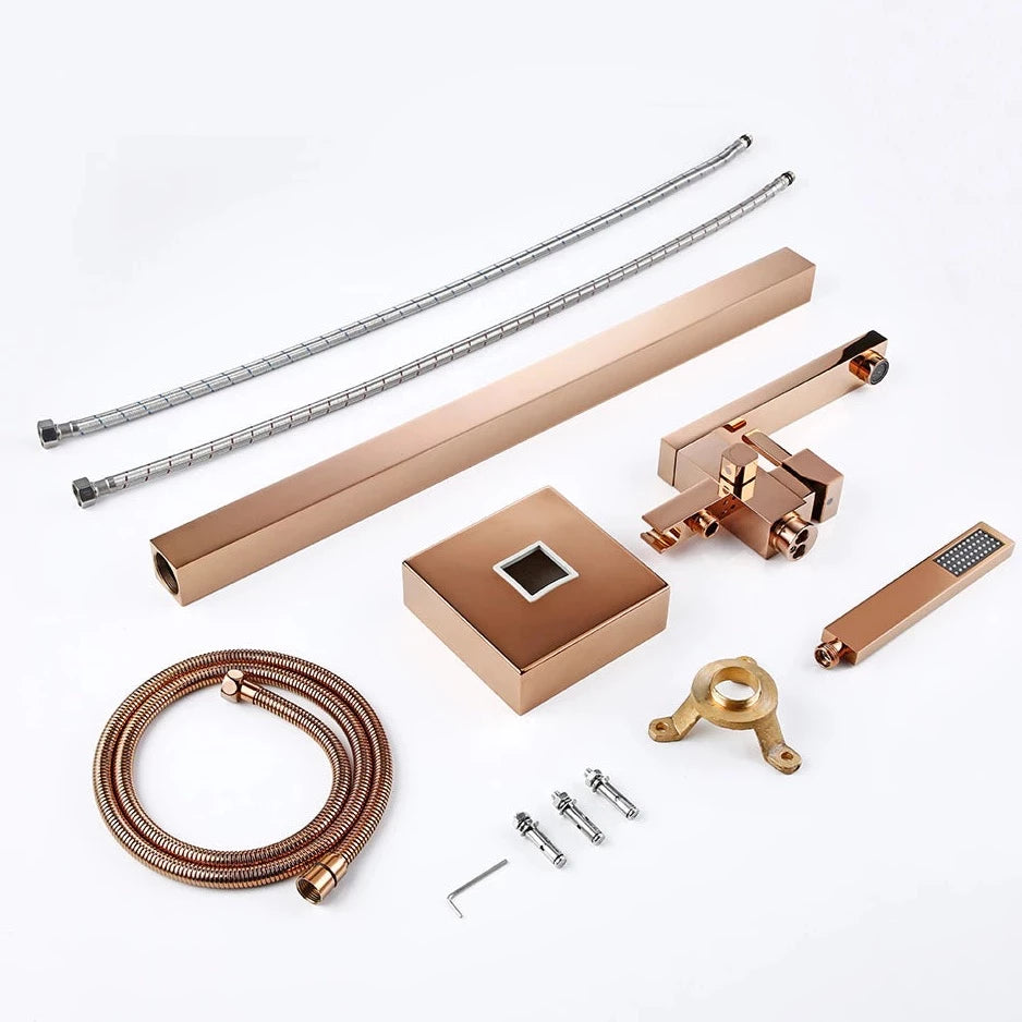 Wasser™ Rose Gold Floor Mounted Bathtub Filler Shower Faucet