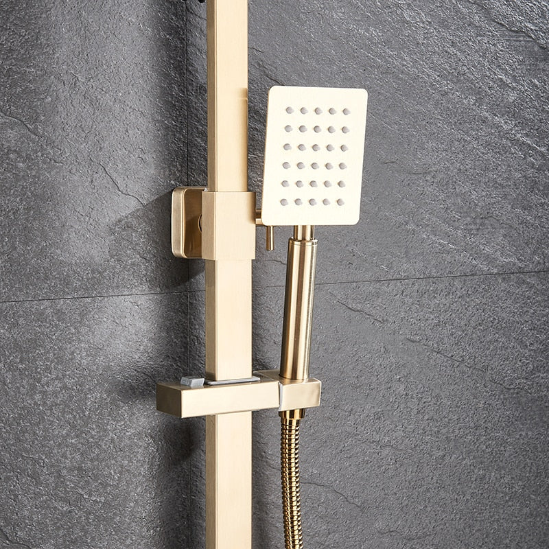 Solid Brass Rainfall Bath Shower System With Swivel Bath Spout