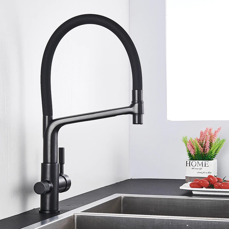 Solid Brass Kitchen Faucet With Filtered Water Tap