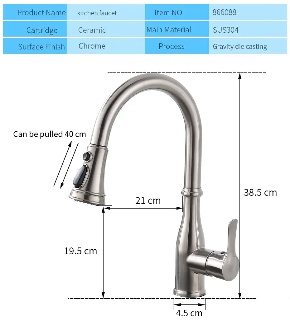 Multitask Pull Out Spout Kitchen Faucet