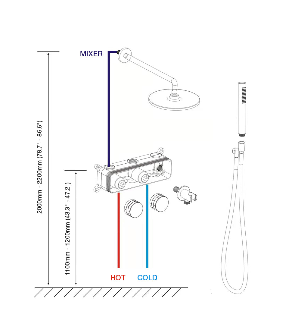 Wasser™ Complete Shower System, Brushed Gold