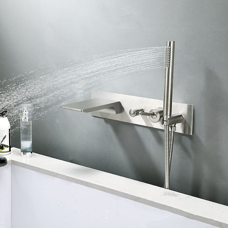 Wall Mounted Bathtub Faucet With Handheld Shower Sprayer