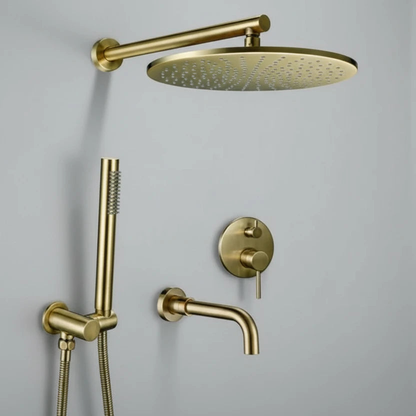 Windsor Complete Shower System With Bathtub Faucet – Brushed Gold | AllFixture