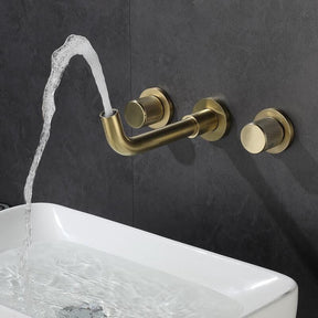 Solid Brass Wall Mounted Bathroom Faucet, Brushed Gold