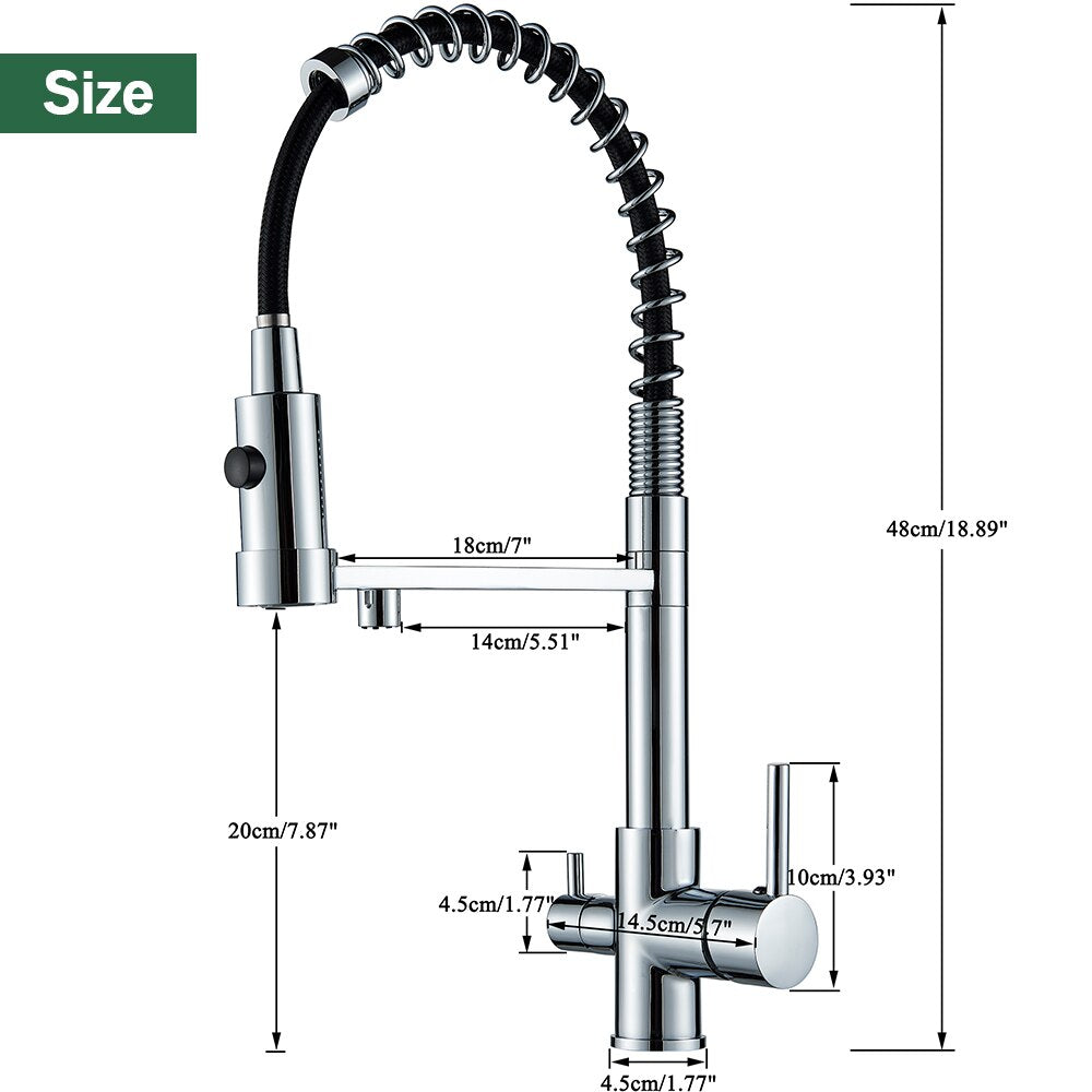 Wasser™ Pull Down Spring Kitchen Faucet With Filtered Water Tap