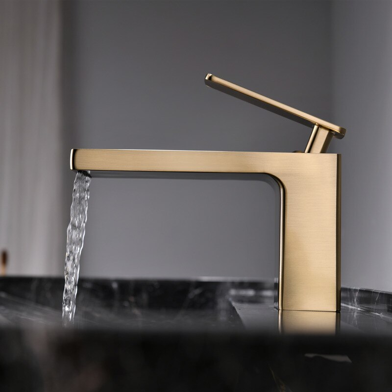 Waterfall Style Solid Brass Bathroom Sink Faucet