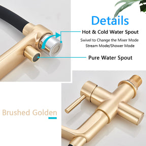 Solid Brass Kitchen Faucet With Filtered Water Tap