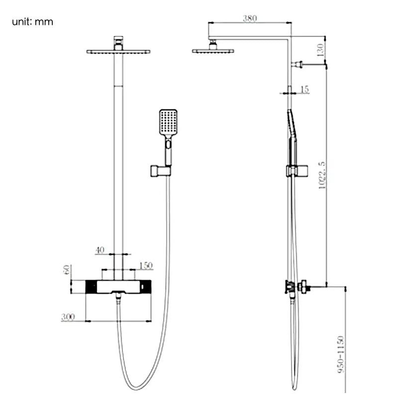 Wall Mounted Shower Faucet With Handheld Shower Sprayer, Gunmetal