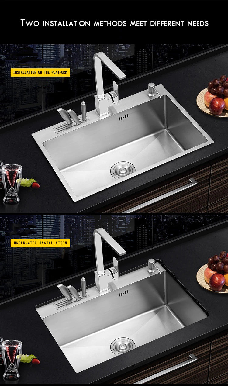 Stainless Steel Topmount  Kitchen Sink With Knife Holder