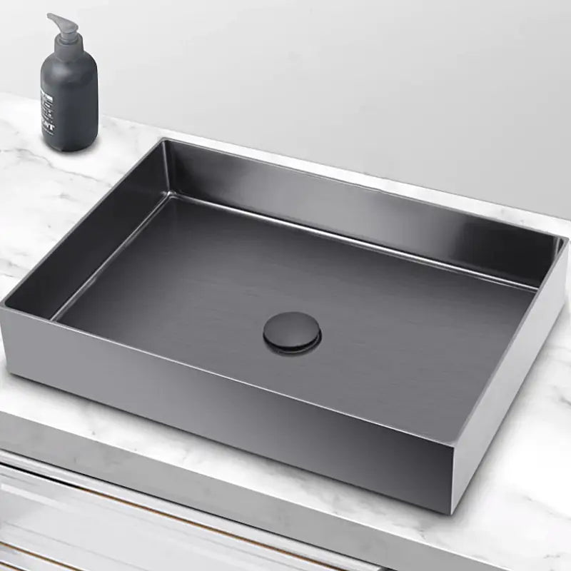 SUS304 Stainless Steel Rectangle Bathroom Sink, Gunmetal
