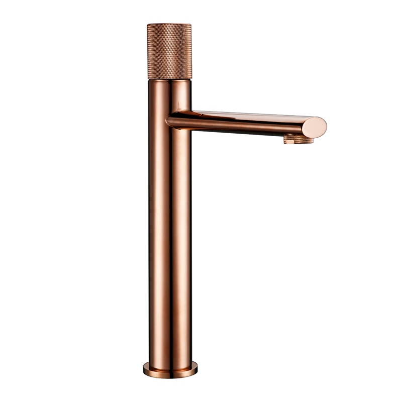 Single Handle Polished Rose Gold Bathroom Basin Faucet