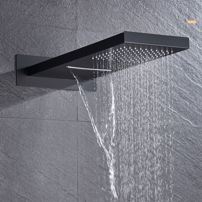 Thermostatic Wall Mounted Waterfall Rainfall Shower Head System