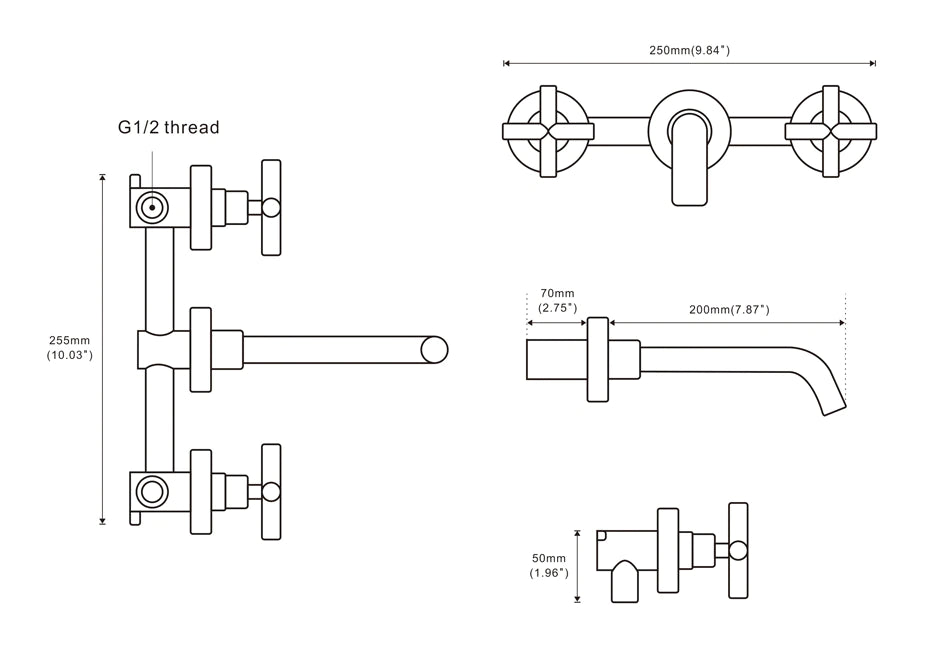 Wasser™ Solid Brass Wall Mounted Bathroom Faucet