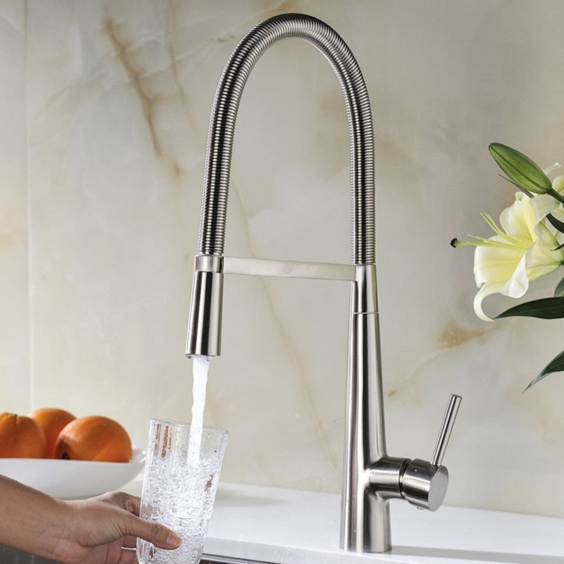 Pull Down 2 Function Sprayer Brass Kitchen Sink Faucet | AllFixture
