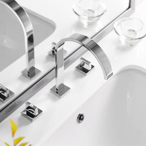 Double Handle Deck Mounted Bathroom Sink Faucet