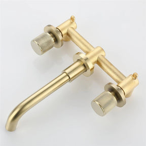 Solid Brass Wall Mounted Bathroom Faucet, Brushed Gold