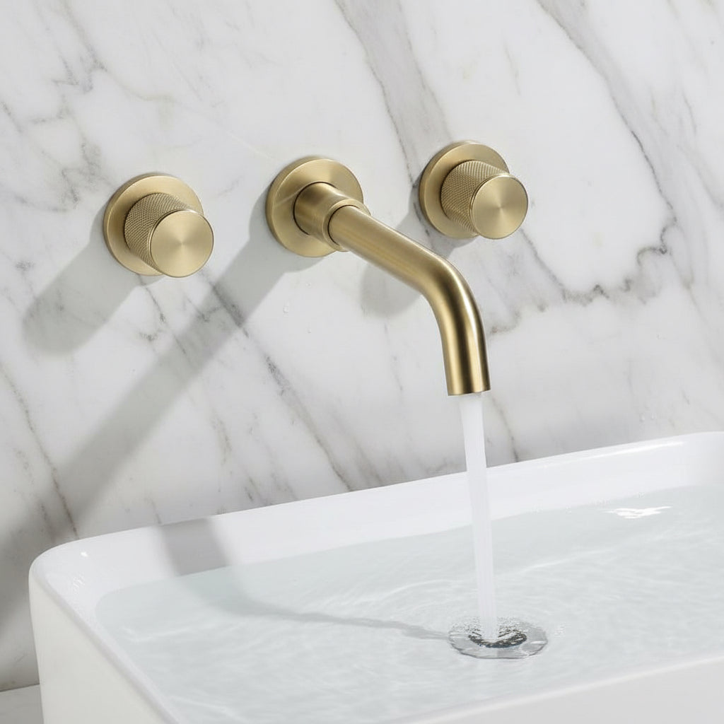 Windsor Wall Mounted Bathroom Faucet – Dual Handle | AllFixture