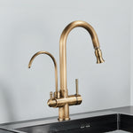 Maison Touch Sensor Antique Brass Kitchen Faucet | AllFixture