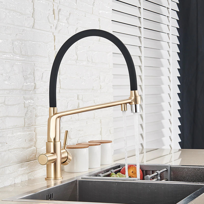 Solid Brass Kitchen Faucet With Filtered Water Tap