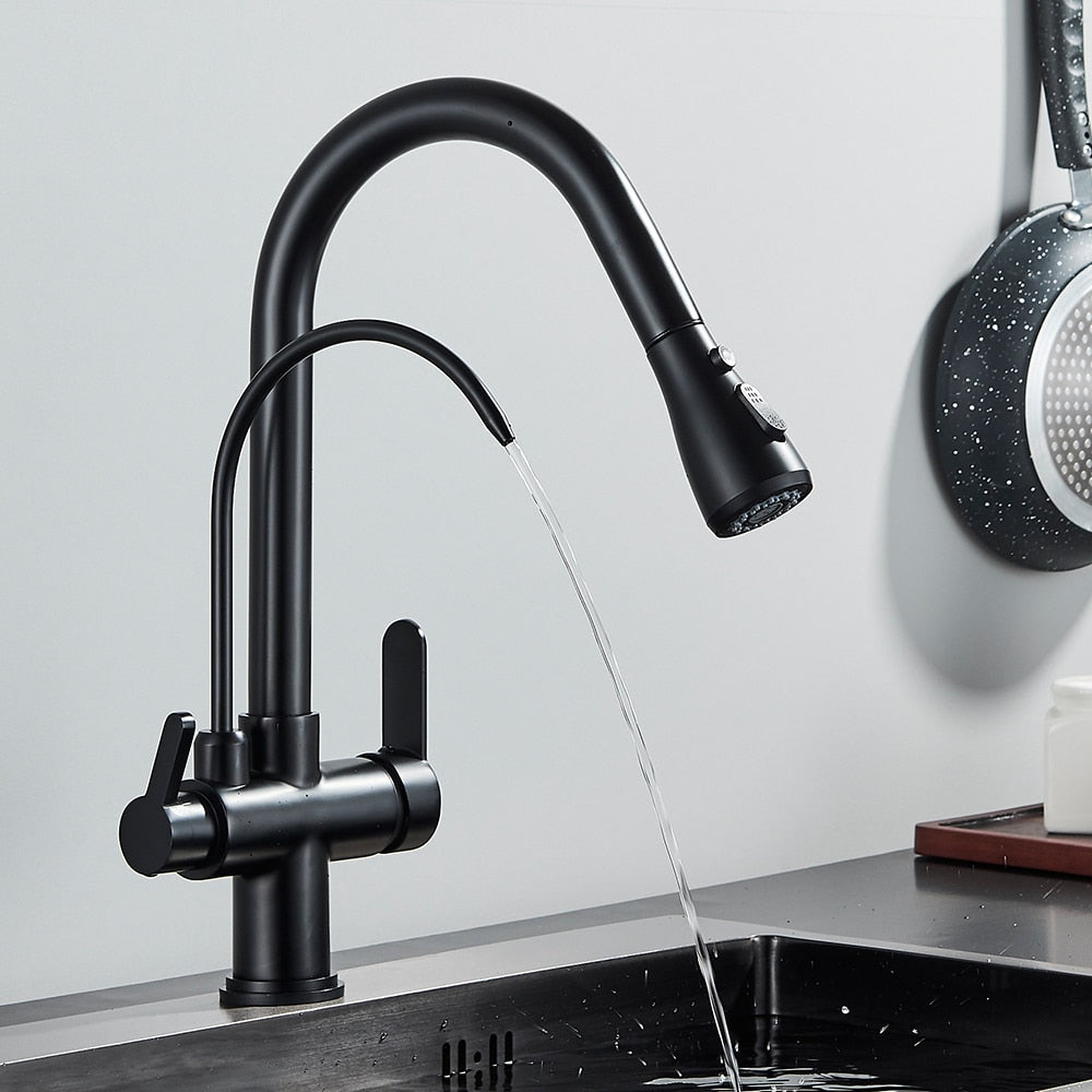 Touch Sensor Brass Kitchen Faucet With Filtered Water Tap