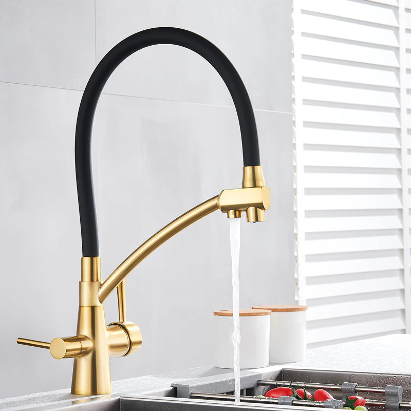 Solid Brass Kitchen Faucet With Purified Water Tap