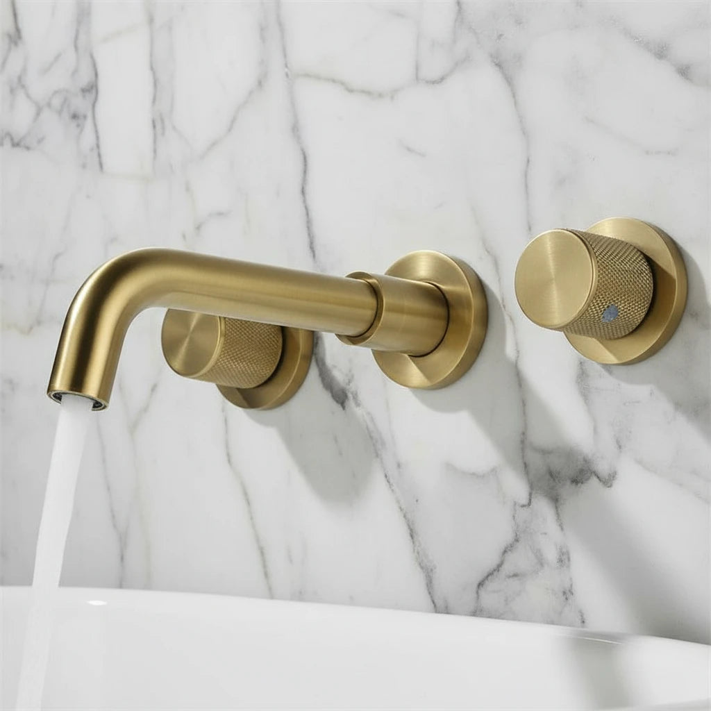 Windsor Wall Mounted Bathroom Faucet – Dual Handle | AllFixture