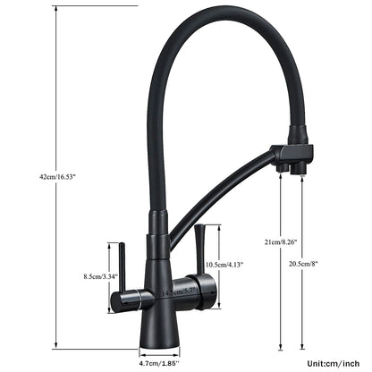 Deck Mounted Brass Kitchen Faucet, Black