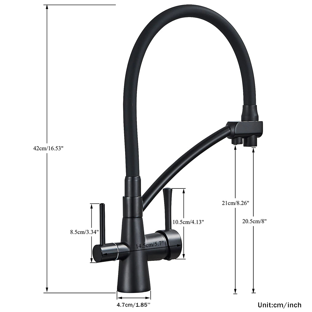 Deck Mounted Brass Kitchen Faucet, Black