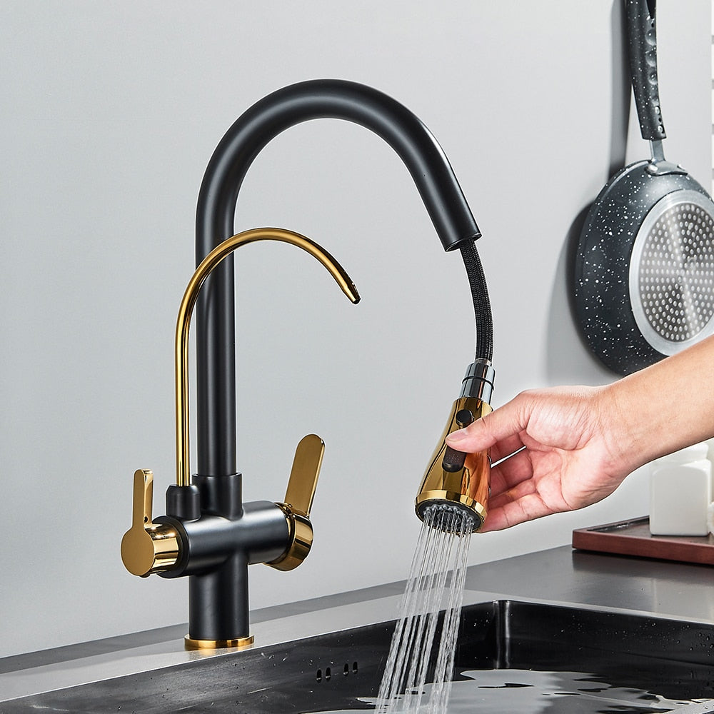 Touch Sensor Brass Kitchen Faucet With Filtered Water Tap