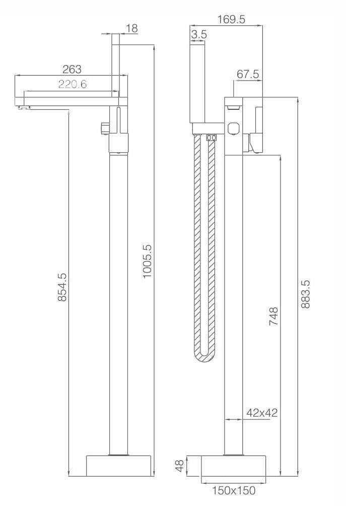 Wasser™ Floor Mounted Bathtub Filler Shower Set